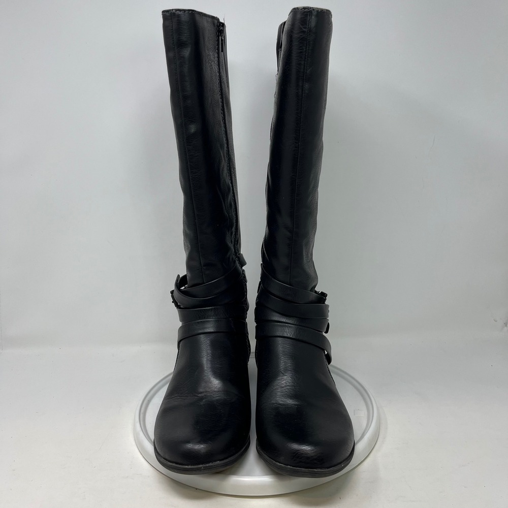 Natural Soul by Naturalizer Veil Black Riding Boots Women 8.5 M Knee High Buckle